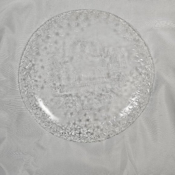 Arcoroc Vintage Fireplace Scene Clear Glass Cookie Serving Christmas Platter - Picture 5 of 5